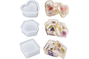 KJLEEN Resin Moulds Silicone Moulds for Resin Epoxy Resin Moulds, Heart Hexagon Square Jewelry Storage Box Mould for Making Resin Casting DIY Crafts Wedding Specimens
