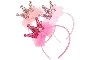 BJ-SHOP Madchen Krone, Prinzessin Tiara Set Tiara Elastisches Haarband Sparkling Crown Stirnband 3 Stuck