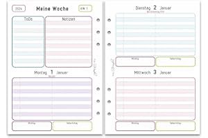 ‎SINNWUNDER SinnWunder® 2024 Premium Kalendereinlagen - 2 Tage pro Seite bzw. 4 Seiten pro Woche – Größe Din A5 - LuckySinn