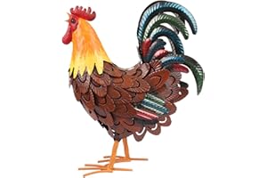 VVVineanie Metallo Rooster Decor, Animal Yard Art Lawn Ornament Figures Artwork per Outdoor, Patio, cortile e Decorazione Domestica Della Cucina (brown)
