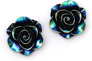 IDIN JEWELLERY Idin Clip-on Earrings - Black glossy AB colour plated rose flower clip-on earrings (approx. 19 x 19 mm)