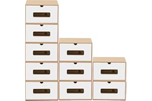BigDean 10er Boxen-Set mit Sichtfenster & Schublade - Pappkarton aus Kraftpapier - Schuhbox Spielzeug-Box Aufbewahrung für Zubehör & Accessoires