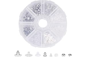 HEIGUDAN 380PCS Earring Back 8 Mixed Earring Plugs Round Earring Supplies Set Earring Buckle Cushion with Sorted Storage Box Plastic Rubber Earring Back Safety Back Earplugs Earrings