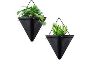 Hemore Mur pour Plantes intérieures, 2pcs 6 Pouces en céramique Mural Planter, Pots hydroponiques Suspendus géométriques, Petit Pot à Fleurs pour Plantes intérieures