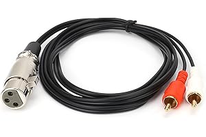 SiYear XLR vers 2 x Phono RCA Adaptateur Y Splitter Câble de Raccordement, 1 XLR Femelle 3 Broches vers Double RCA Mâle Stéréo Câble Audio Connecteur (1.5M)