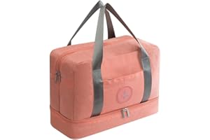 Kaxich Waterproof Gym Bag Duffle Bag Travel Overnight Bag Dry Wet Separation Weekender Handbag Sports Fitness Swim Tote Bag for Men Women (Orange)