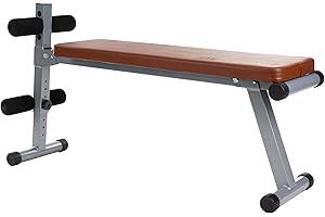 ScSPORTS® Banc de Musculation - Plat, Pliable, Réglable, Charge Max 120 kg, Acier Dossier Rembourré, avec Fixation des Jambes, Rouge/Noir - Appareil pour Abdominaux, Banc d'Entraînement Plat