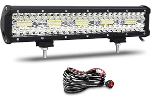 Willpower 38cm 17'' 300W Barre LED Spot et Inondation Rampe LED 12V 24V Étanche Bar a LED Feux Phare de Travail LED Projecteur LED pour 4x4 Voiture Camion Tracteur Quad Véhicule Bateau Con Câblage
