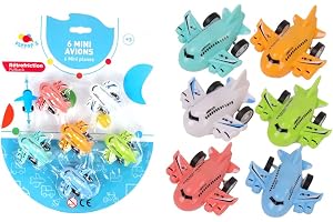 FLYPOP'S - 6 miniflygplan - minifordon - 022882 - flerfärgad - plast - retrofriktion - barnleksak - present - födelsedag - 5
