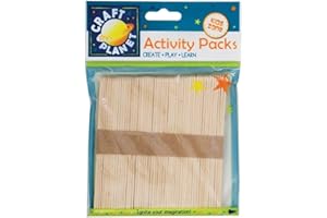 Craft Planet - Arts and Crafts for Kids - 50 Ice Cream Sticks - Lolly Pop Stick Pack - Natural Colours - Lollipop Sticks For Crafts - Craft Kits for Kids - Gifts for Kids - Fun Arts and Crafts Kit