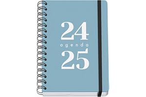 Dohe - Agenda Escolar 2024 2025 - Semana Vista, Tamaño A5 (15x21 cm), Cierre Anillas y Goma, Español e Inglés, 4 Páginas de Pegatinas, Septiembre a Junio, Material Escolar - GRAMMAR Azul