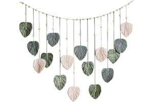 rockible Tapiz Tejido Bohemio para Colgar en la Pared de macramé, con Clips para exhibición de Fotos, decoración de Arte de la Pared de Fondo, borlas de Hojas, Verde