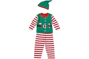HALLOWEEN & CHRISTMAS KIDSWEAR Childs Boys Santa's Little Elf Helper! Christmas Dress Up Pyjamas & Hat Set UK Seller