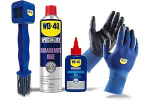 WD-40 SPECIALIST WD-40 - Specialist - Kit Manutenzione Bike Off Road - 1 Sgrassante Spray 500ml + Lubrificante Catena Per Condizioni Umide 100ml + Guanti Di Precisione + Spazzola a 4 lati per la pulizia della catena