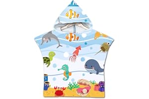 Chickwin Poncho à Capuche Enfants, Microfibre Serviette avec Capuche Cartoon Peignoir De Séchage Rapide Robe de Bain Plage Poncho de Natation pour garçons et Filles
