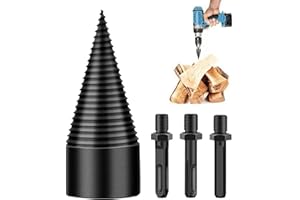 YEJAHY Spaccalegna da 42 mm Con 3 Manici per Trapano, Coni a Vite, Preciso e Veloce per Legno da Ardere - Elettrico