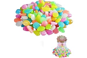 VILITI 300Pcs Glow in the Dark Pebbles,Garden Stones Fish Tank Gravel Luminous Rocks Glowing Aquarium Colorful Stone,Coloured Decorative Resin Artificial Tanks Chippings,for Decor Gardening Gardens Pond Pots