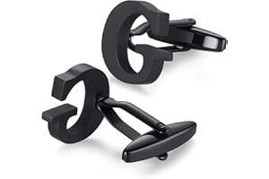 HONEY BEAR Gemelos Camisa de hombre de metal, Acero inoxidable,Nombre Carta Letra Iniciales A-Z,plata