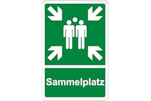 AYIFAN Sammelplatz Schild Ausenbereich Alu 20x30 cm,Sammelstelle Sammelpunkt Schild außen Außenbereich Nachleuchtend wasserdicht UV-Schutz mit vorgebohrten Löchern