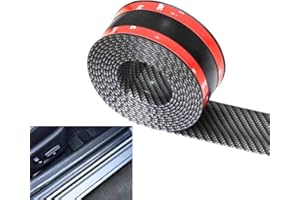 Youngine Universal Carbon Fibre Car Door Sill Guards Protector Self-Adhesive Flexible Car Sticker Protector for Car SUV Truck Door Entry Guards, 3 * 250cm / 1.2 * 98.4 inch, Black