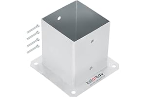 KOTARBAU® Support Poteau a Visser 120 x 120 mm Carré Manchon de Sol Support de Poteau Ancre de Poteau en Acier Galvanisé à Chaud Argent Support Poteau Bois Fixation Poteau Bois