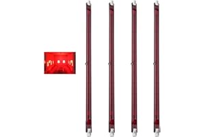 NKYS Lampada Alogena A Infrarossi R7 1000W, Lampadine Infrarossi Quarzo R7S 254 mm, 1000 Lumen, 220V Rubino Infrarossi Alogeno Lampada Riscaldante Ultrasottile, Fascio 360°, 4 Pezzi