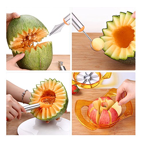 (7 Kits) Messer von Obst/Allesschneider Obstschale/Mahlwerk/Sparschäler/Melone Skulptur/Tablett von Obst Mandoline Multifunktionale - 4