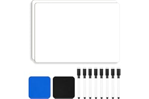 JEFURE 2PCS Dry Erase Mini Whiteboard Set, A4 Double Sided Whiteboard, Small White Board with 8 Markers and 2 Erasers, Wipe Board for Classroom, Home and Office