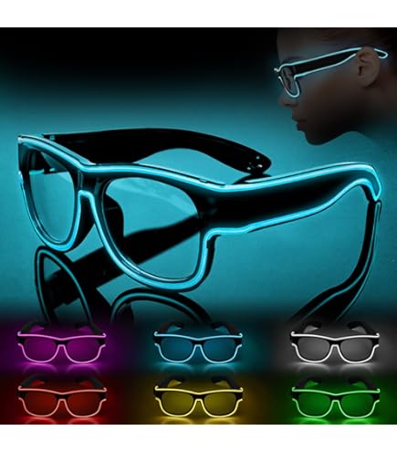 LED Partybrille Mit Blinkeffekt - Leuchtende Neonbrille Für Rave & EDM Parties - Grün-Blau