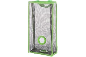 BUACHOIS Soporte de bolsa de plástico, soporte de almacenamiento de bolsas de comestibles, dispensador de almacenamiento colgante de malla transpirable, bolsa de malla de almacenamiento(L-Verde)