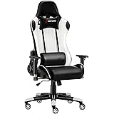 JL Comfurni Gaming Chair Desk Chairs Office Computer Chair Heavy Duty Reclining High Back with Lumbar Support (Black&White)