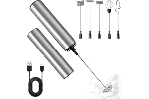 BEHOGAN Montalatte elettrico ricaricabile, montalatte portatile in acciaio inox con 3 velocità USB per matcha, cioccolata calda, cappuccino