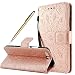 Produktbild Fraelc® Huawei P10 Hülle Premium Kunstleder Tasche im Bookstyle Klapphülle mit Weiche Silikon Handyhalter Lederhülle für Huawei P10 Indische Sonne Design Brieftasche - Rosa Gold