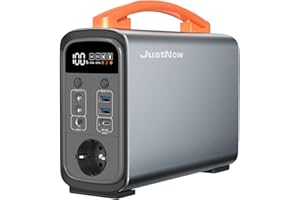 Generateur électrique Portable JustNow, 320Wh/240W 100000mAh, Générateur Solaire avec Batterie LiFePo4, Charge Rapide Bidirectionnelle, Station Electrique Portable pour l'Extérieur, le Camping