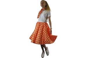 BRIGITTA Ladies Polka Dot Rock and Roll Skirt & Scarf - Elastic Waist - Full Circle Skirt - Multicolour