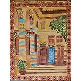 Farbenfroher Wandbehang Wandteppich Wand Decor Seidenmalerei Marokko