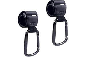 CYCLYTE 2 Crochets Pour Poussette, Velcro éLargi Et Mousqueton Carré Pour Sacs à Main Dos Langer Sacs Shopping Accessoires Poussette Crochets Pour SièGes De Voiture Universel (Noir)