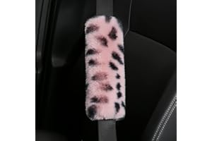 Crazy Bean 2pcs Seat Belt Pading Plush Comfort Harness Car Seat Belt Pads Soft Faux Fur Seat Belt Shoulder Pads Travel Cushion Seat Belt Covers for Adults and Kids Pink leopard