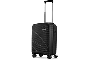 Skybags Streax Cabin Trolley Bag, 55 Cm, Small Hardside Luggage 8 Wheels Spinner, Combination Lock Polypropylene Suitcase for Travel 5 Year International Warranty Black