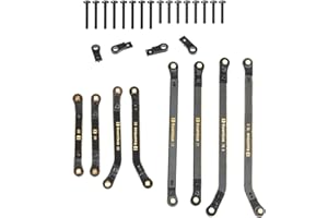 RampCrab High Clearance 4 Links Set for SCX24 Gladiator & Dodge power wagon, Brass Links Set, Upgrade Parts for SCX24, Axial 1/24 RC Crawler Car Upgrade Accessories, 8Pcs, Black