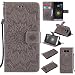 Produktbild LG G5 hülle,LG G5 Handyhülle,LG G5 (5.3 zoll) Leder Wallet Tasche Brieftasche Schutzhülle ,Lonchee Sonnenblumen geprägten Muster Design Hochwertige PU Leder Folio Tasche Case Hülle im Bookstyle mit Standfunktion Kredit Kartenfächer (grau)