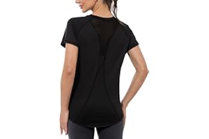 Gyabnw Maglietta Sportiva Donna Magliette Manica Corta Elastico Camicia Palestra Donna Indietro in Rete Traspirante Top Fitness Yoga Corsa Danza
