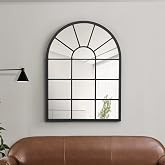 [en.casa] Wall Mirror Square MDF Window Mirror for Living Room Bedroom Decoration 80 x 60 cm - Matte Black