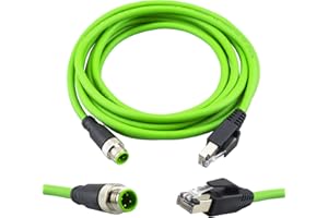 Lonlonty M12 to RJ45 Industrial Ethernet Cable,Automation Systems Interconnect M12 4 Pin D Code Male to RJ45 Male Shielded Cable Assembly, Cat5e SFTP 24 AWG 3M/10Ft