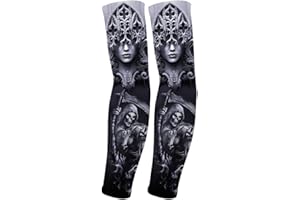 ZaliOan Ttuaje Mangas del Brazo para Hombre,1 Pares Manguitos de Compresión,Manguitos Ciclismo de Protección UV Elástica, para Senderismo, Baloncesto, Fútbol, Correr,Deportes al Aire Libre