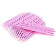 KASTWAVE Micro Applicators Brushes, Disposable Eyelashes Extensions Micro Brush Swabs Mascara Wands Applicator Grafting Tool for Makeup Eyelash Application, Removal and Clean (Pink, 100PCS)