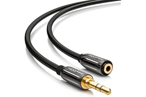 deleyCON 2 m Verlängerungskabel Stereo Akustik – 3,5 mm Stecker auf 3,5 mm Stecker – Kabel mit Metallstecker – Schwarz