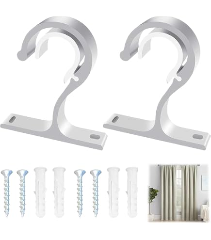 Kowibcl Supporti Per Asta Tenda In Metallo Bianco, 2 Staffe Da Parete Per Aste Diametro 2.5 Cm, Con Viti E Tasselli - 4