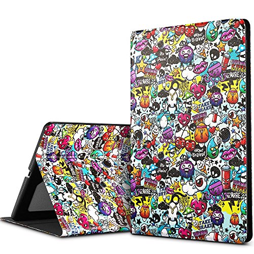 Neues iPad 9.7 2017 Hülle, ESR® Illustrator Bildserie Cover Auto aufwachen / Schlaf Funktion Case Ledertasche Einstellbarem Blickwinkel Anti-Kratzer Schutzhülle für Neue iPad 9.7 Zoll 2017(Gekritzel)