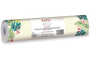 FATO - Runner da Tavola, Effetto Tessuto, Dimensione 0.4x24 m, Pretagliato ogni 1.20 m, Confezione da 20 Runner, Carta a secco, Airliad, Alta Qualità, Decoro Tropicana
